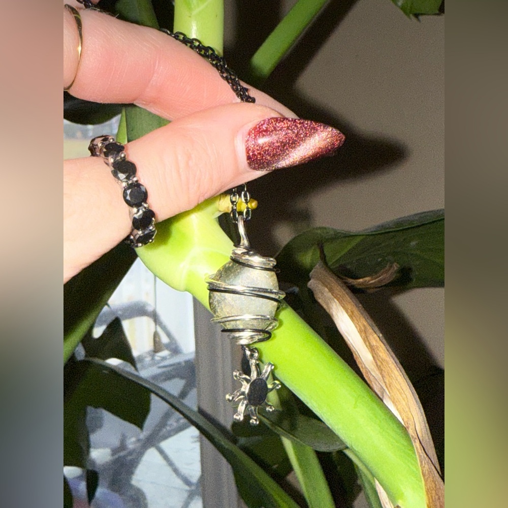 African Emerald crystal stone necklace